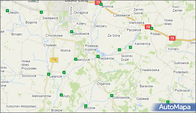 mapa Radzanów gmina Busko-Zdrój, Radzanów gmina Busko-Zdrój na mapie Targeo