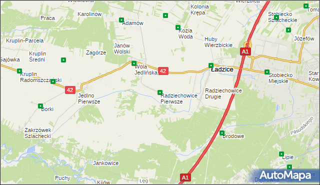 mapa Radziechowice Pierwsze, Radziechowice Pierwsze na mapie Targeo