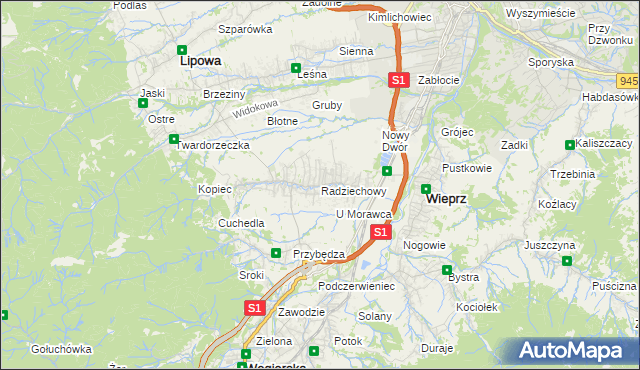 mapa Radziechowy, Radziechowy na mapie Targeo