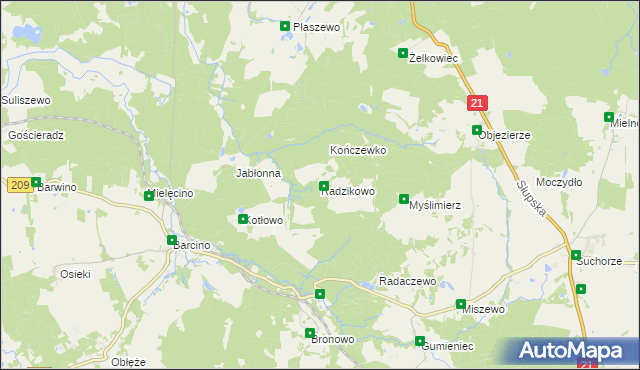 mapa Radzikowo, Radzikowo na mapie Targeo