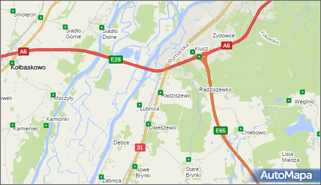 mapa Radziszewo gmina Gryfino, Radziszewo gmina Gryfino na mapie Targeo