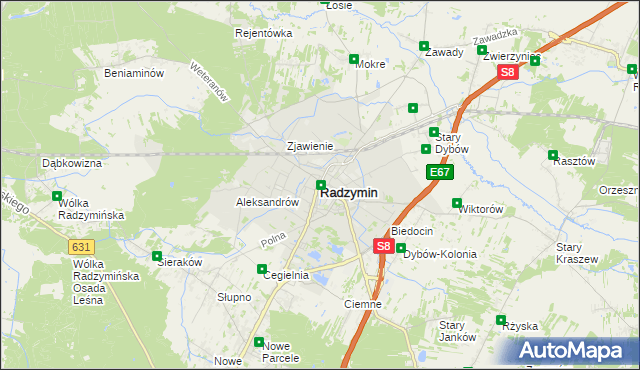 mapa Radzymin powiat wołomiński, Radzymin powiat wołomiński na mapie Targeo