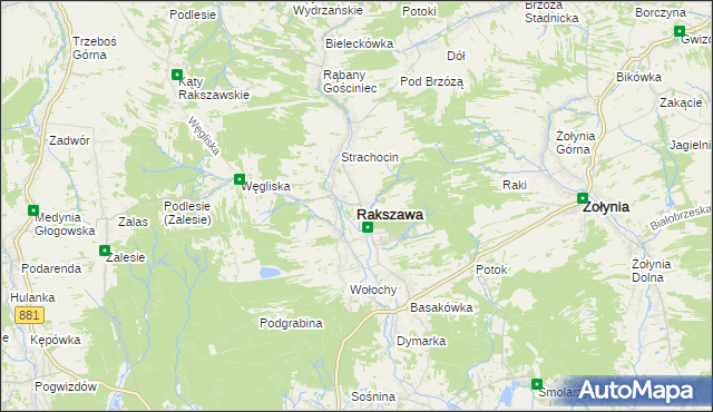 mapa Rakszawa powiat łańcucki, Rakszawa powiat łańcucki na mapie Targeo