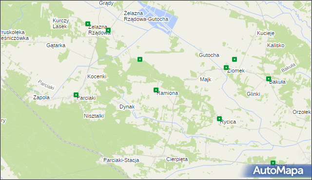 mapa Ramiona, Ramiona na mapie Targeo