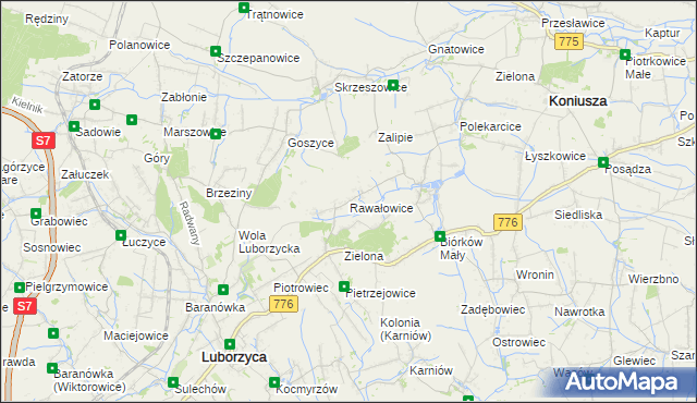 mapa Rawałowice, Rawałowice na mapie Targeo