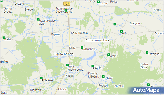 mapa Rdzuchów, Rdzuchów na mapie Targeo
