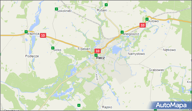 mapa Recz powiat choszczeński, Recz powiat choszczeński na mapie Targeo