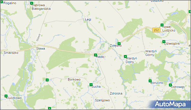 mapa Redło gmina Połczyn-Zdrój, Redło gmina Połczyn-Zdrój na mapie Targeo