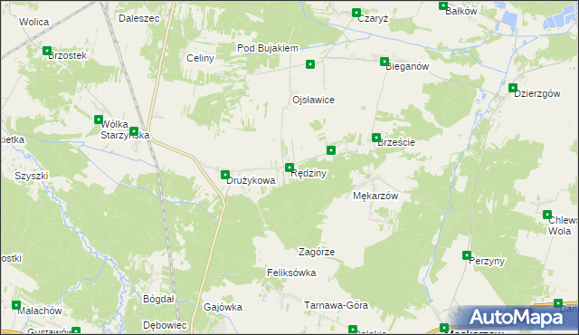 mapa Rędziny gmina Szczekociny, Rędziny gmina Szczekociny na mapie Targeo