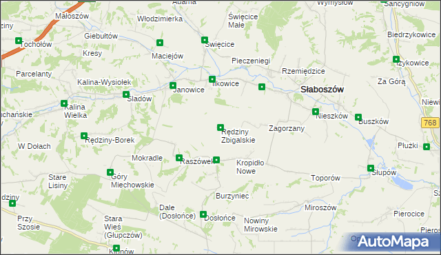 mapa Rędziny Zbigalskie, Rędziny Zbigalskie na mapie Targeo