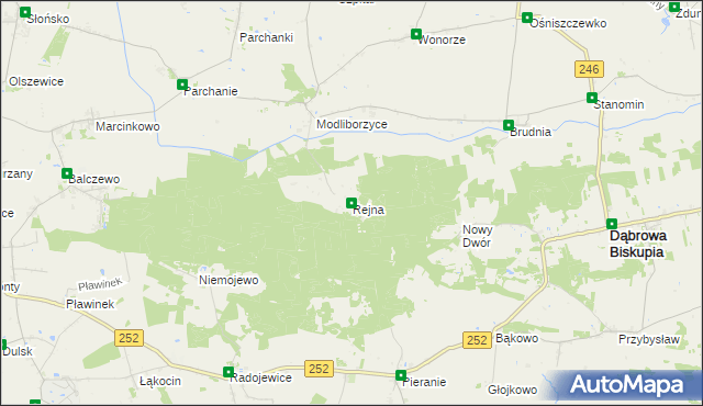 mapa Rejna, Rejna na mapie Targeo