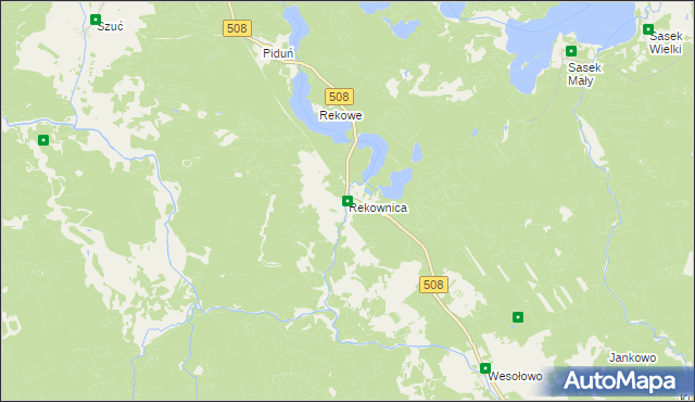 mapa Rekownica gmina Jedwabno, Rekownica gmina Jedwabno na mapie Targeo