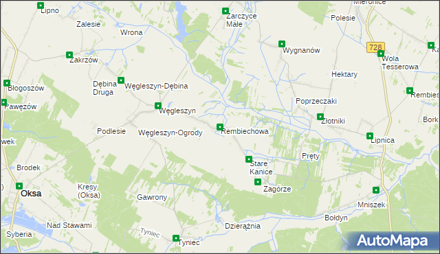 mapa Rembiechowa, Rembiechowa na mapie Targeo