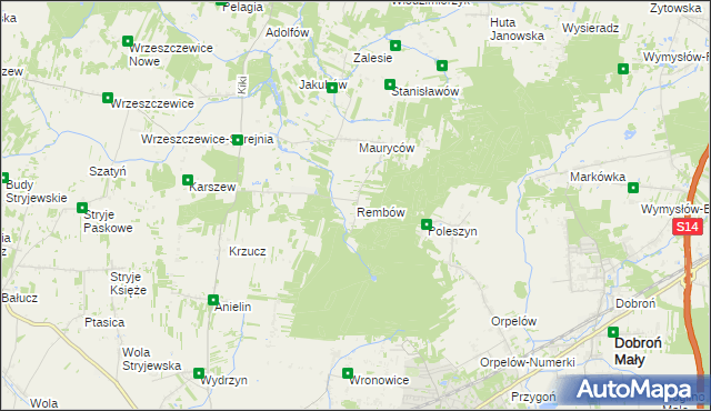 mapa Rembów gmina Łask, Rembów gmina Łask na mapie Targeo