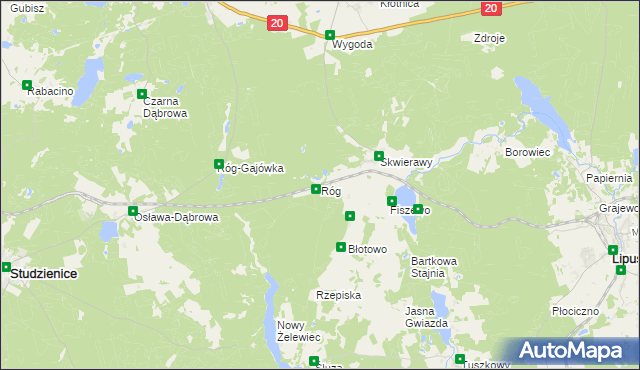 mapa Róg gmina Studzienice, Róg gmina Studzienice na mapie Targeo