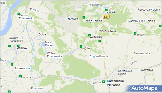 mapa Rogów gmina Wilków, Rogów gmina Wilków na mapie Targeo