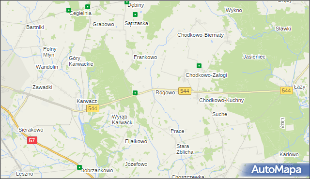 mapa Rogowo gmina Płoniawy-Bramura, Rogowo gmina Płoniawy-Bramura na mapie Targeo