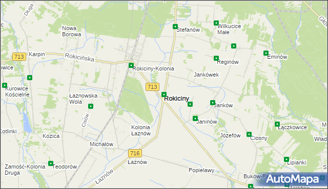 mapa Rokiciny powiat tomaszowski, Rokiciny powiat tomaszowski na mapie Targeo