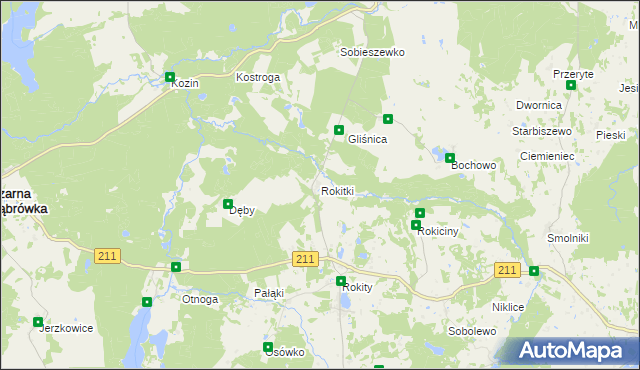 mapa Rokitki gmina Czarna Dąbrówka, Rokitki gmina Czarna Dąbrówka na mapie Targeo