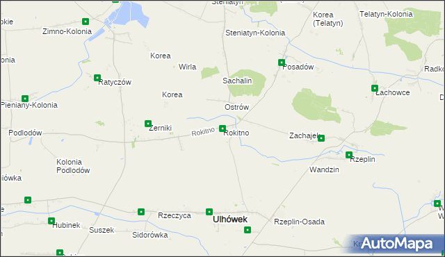 mapa Rokitno gmina Ulhówek, Rokitno gmina Ulhówek na mapie Targeo