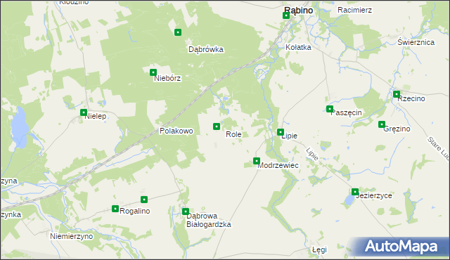 mapa Role gmina Rąbino, Role gmina Rąbino na mapie Targeo