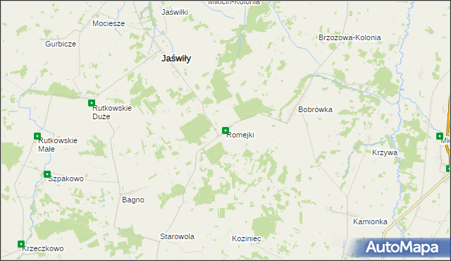 mapa Romejki gmina Jaświły, Romejki gmina Jaświły na mapie Targeo