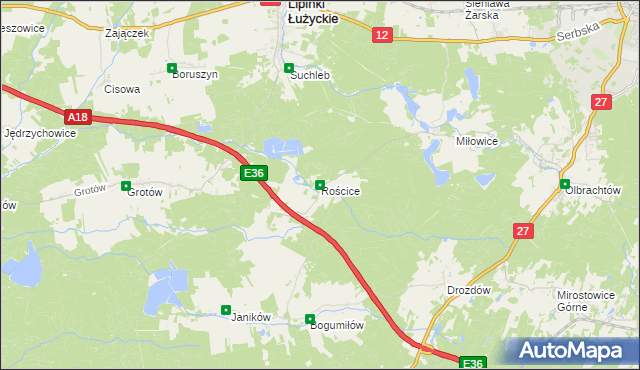 mapa Rościce, Rościce na mapie Targeo