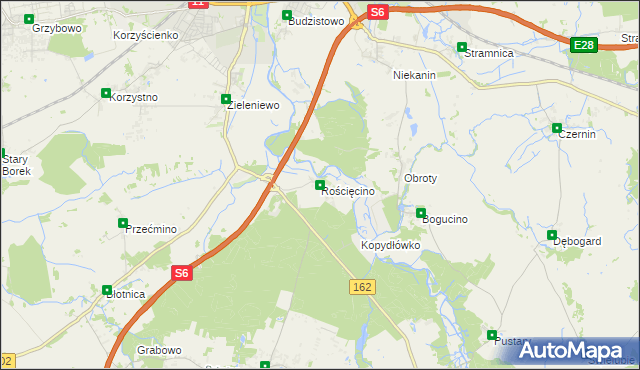 mapa Rościęcino, Rościęcino na mapie Targeo