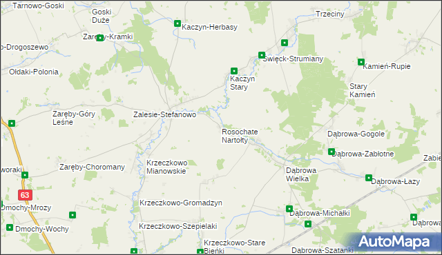 mapa Rosochate Nartołty, Rosochate Nartołty na mapie Targeo