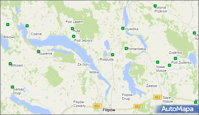 mapa Rospuda, Rospuda na mapie Targeo