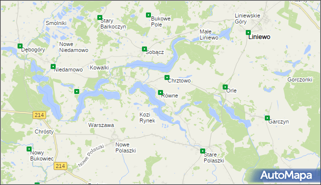 mapa Równe gmina Liniewo, Równe gmina Liniewo na mapie Targeo