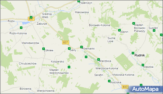 mapa Równianki, Równianki na mapie Targeo