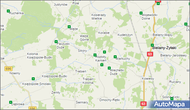 mapa Rozbity Kamień, Rozbity Kamień na mapie Targeo