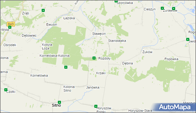 mapa Rozdoły gmina Sitno, Rozdoły gmina Sitno na mapie Targeo