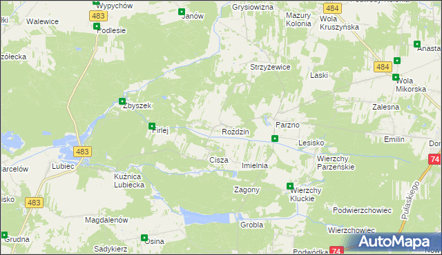 mapa Roździn, Roździn na mapie Targeo