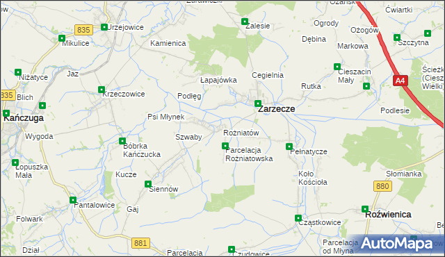 mapa Rożniatów gmina Zarzecze, Rożniatów gmina Zarzecze na mapie Targeo