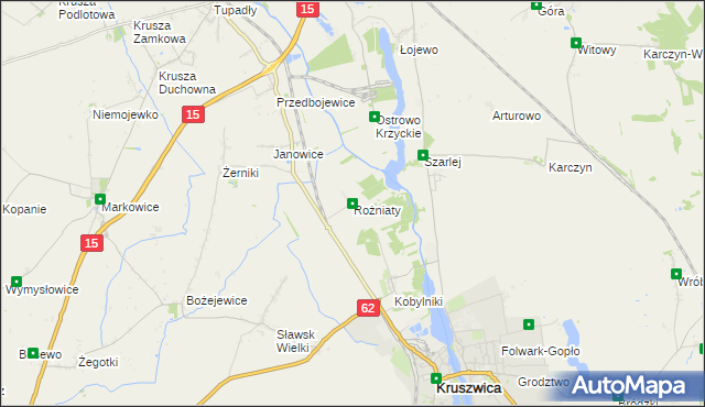 mapa Rożniaty gmina Kruszwica, Rożniaty gmina Kruszwica na mapie Targeo