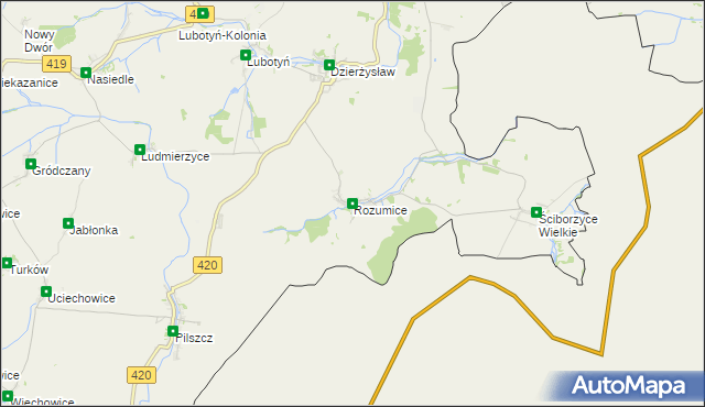 mapa Rozumice, Rozumice na mapie Targeo