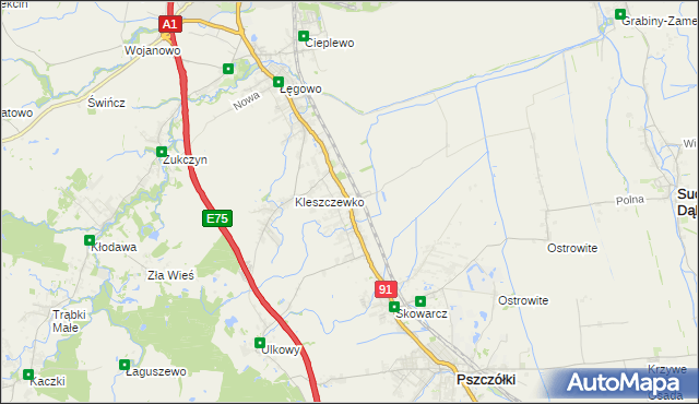 mapa Różyny, Różyny na mapie Targeo