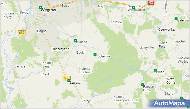 mapa Ruchenka, Ruchenka na mapie Targeo