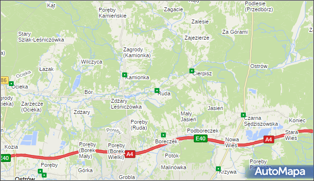 mapa Ruda gmina Sędziszów Małopolski, Ruda gmina Sędziszów Małopolski na mapie Targeo