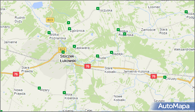 mapa Ruda gmina Stoczek Łukowski, Ruda gmina Stoczek Łukowski na mapie Targeo
