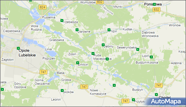 mapa Ruda Maciejowska, Ruda Maciejowska na mapie Targeo