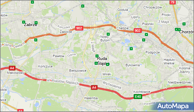 mapa Rudy Śląskiej, Ruda Śląska na mapie Targeo