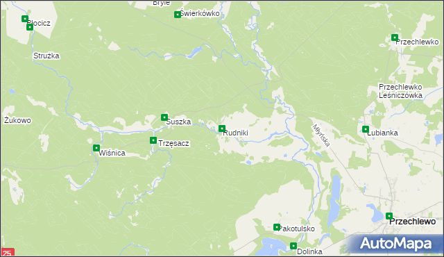 mapa Rudniki gmina Przechlewo, Rudniki gmina Przechlewo na mapie Targeo