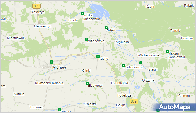 mapa Rudno gmina Michów, Rudno gmina Michów na mapie Targeo