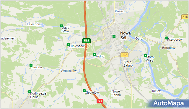 mapa Rudno gmina Nowa Sól, Rudno gmina Nowa Sól na mapie Targeo