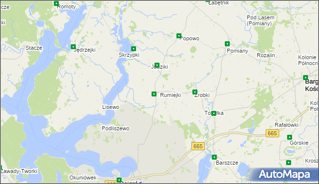 mapa Rumiejki gmina Bargłów Kościelny, Rumiejki gmina Bargłów Kościelny na mapie Targeo