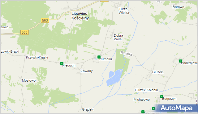 mapa Rumoka gmina Lipowiec Kościelny, Rumoka gmina Lipowiec Kościelny na mapie Targeo