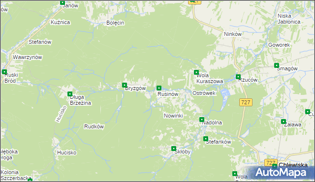 mapa Rusinów gmina Borkowice, Rusinów gmina Borkowice na mapie Targeo